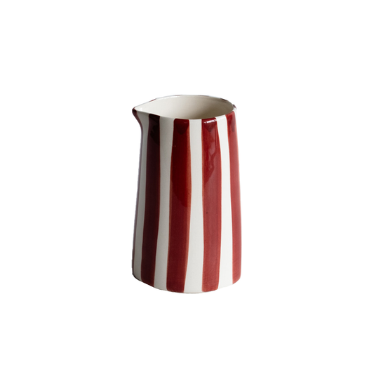 Sgraffito Creamer Jug - Candy Stripe Burgundy